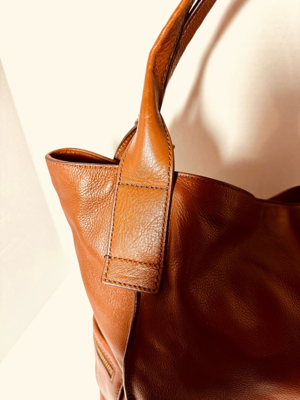 Fossil Cognac Brown Leather Tote Bag - Picture 11 of 16